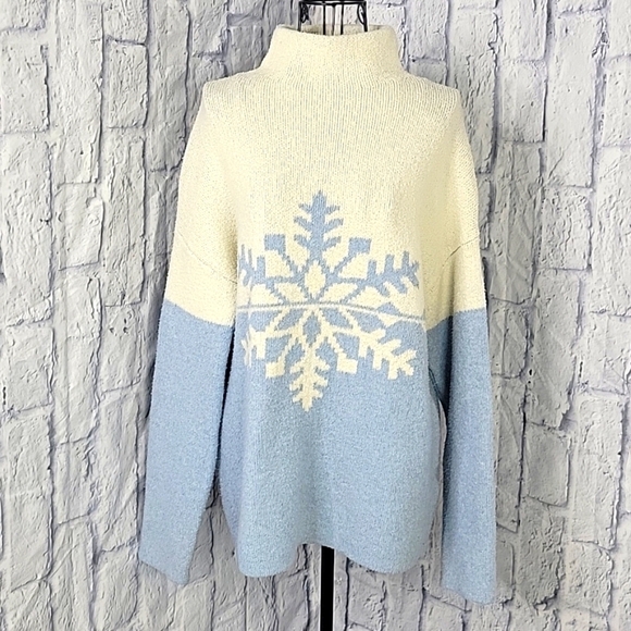 CHRISTIAN SIRIANO White and Blue Snowflake Sweater Medium‎ - Picture 1 of 6